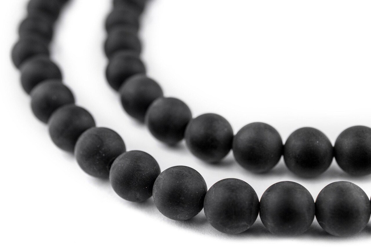 The Bead Chest Matte Round Black Onyx Beads (8mm): Organic Gemstone Round Spherical Energy Stone Healing Power Crystal for Jewelry Bracelet Mala Necklace Making